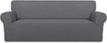 PureFit Super Stretch Sofa Slipcover – Spandex Non Slip Soft Couch Sofa Cover, Washable Furniture Protector with Non Skid Foam and Elastic Bottom for Kids, Pets （Sofa, Gray ）
