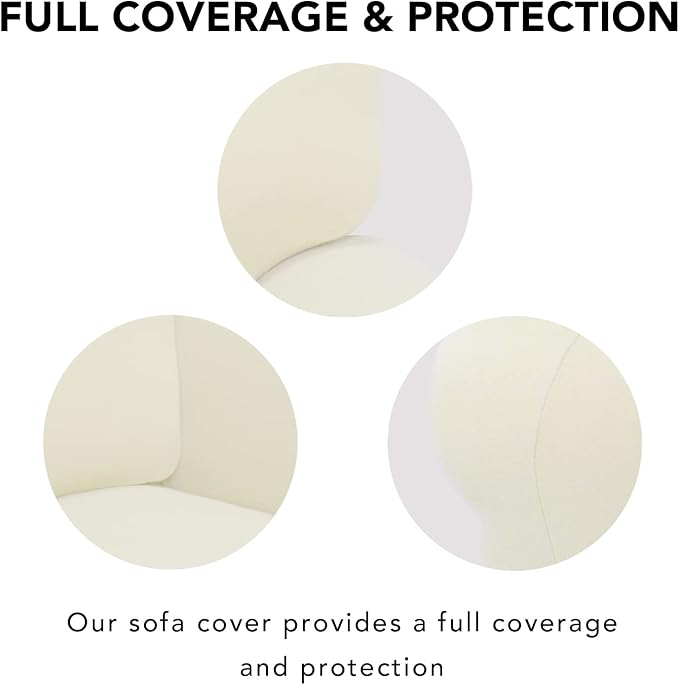 PureFit Super Stretch Sofa Slipcover – Spandex Non Slip Soft Couch Sofa Cover, Washable Furniture Protector with Non Skid Foam and Elastic Bottom for Kids, Pets （Oversized Sofa, Ivory）