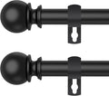 Curtain Rod Set for Windows 28 to 60 Inch - 5/8'' Black Heavy Duty 2 Pack - Decorative Window Curtains Rod with Brackets for Kitchen, Bathroom, Sliding Cafe Curtain Rods Door(2.4-5 Feet)