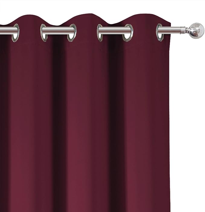 LEMOMO Burgundy Red Blackout Curtains 42 x 54 Inch Length Set of 2 Panels Grommet Bedroom Curtains for Living Room