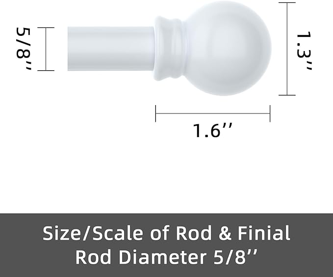 GXOACKJ Curtain Rods for windows 32-62 inch, 5/8 inch Decorative White Splicing Heavy Duty Metal Curtain Rod set with Brackets
