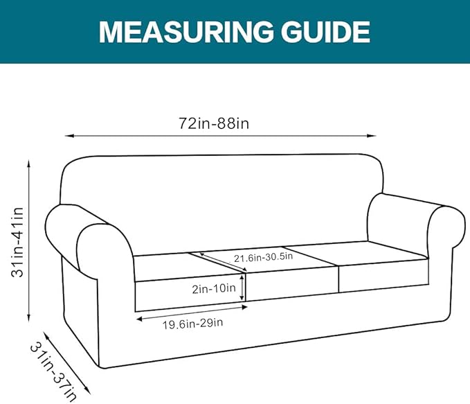 Turquoize 4 Piece Sofa Covers for 3 Cushion Couch Sofa Slipcover Soft Couch Cover for Dogs-Washable Sofa Furniture Covers with 3 Individual Cushion Covers, Jacquard Fabric (3 Cushion Sofa, Ivory)