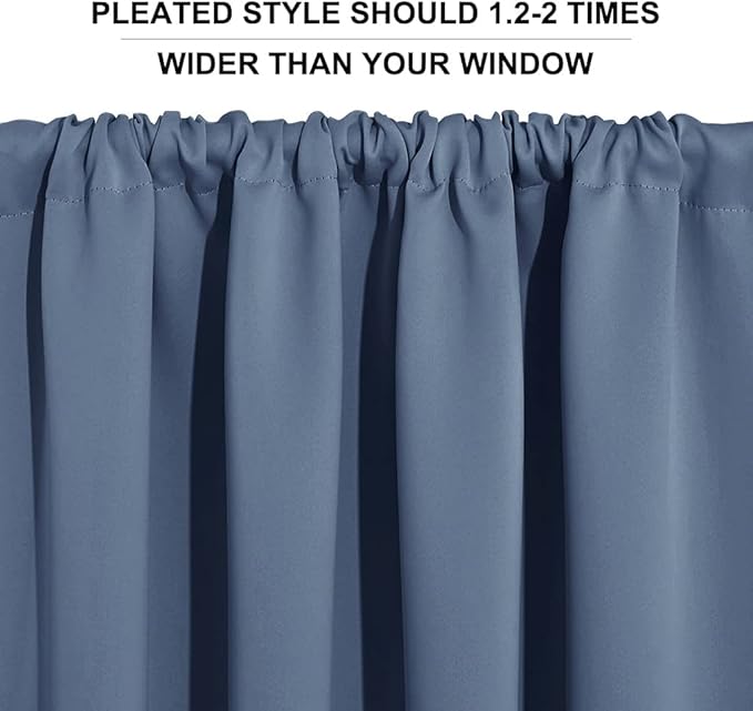 RYB HOME Cafe Blackout Curtains 24 inch Length, RV Curtains for Camper Windows, Mini Short Small Insulating Light UV Blocking Privacy Half Window Tiers, Width 29 by Length 24, Stone Blue, 2 Panels