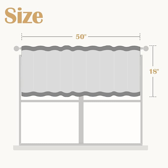 jinchan Linen Valance Curtain Striped Small Window Curtain Double Layer Light Filtering Modern Farmhouse Valance for Kitchen Living Room Bedroom 18 Inch Rod Pocket 1 Panel Taupe on Beige