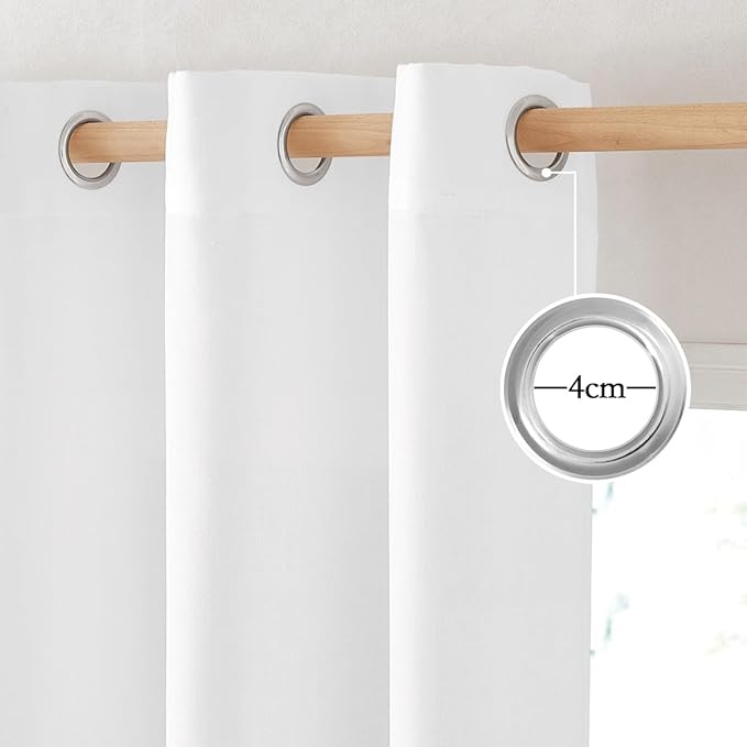 NICETOWN Linen Curtains 96 inches Long for Living Room, Grommet Semi Sheer Drapes Linen Weave Window Treatments Privacy Added with Light Filtering for Bedroom, White, W34 x L96, 2 Panels