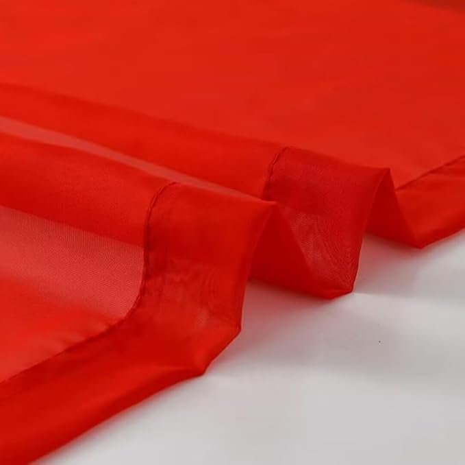 SpaceDresser Sheer Voile Window Treatment Rod Pocket Curtain Panels for Kitchen Bedroom Living Room Drapes Sunlight Filtering Privacy Semi Home Decor Assorted (Red, 52 W x 84 L)