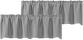 Chyhomenyc Silver Grey Valances for Window, Room Darkening Short Curtains for Kitchen Bedroom Living Room, Rod Pocket Top Small Window Treatment Valance RV Bunk Panels, 60Wx14L, 2 Pieces