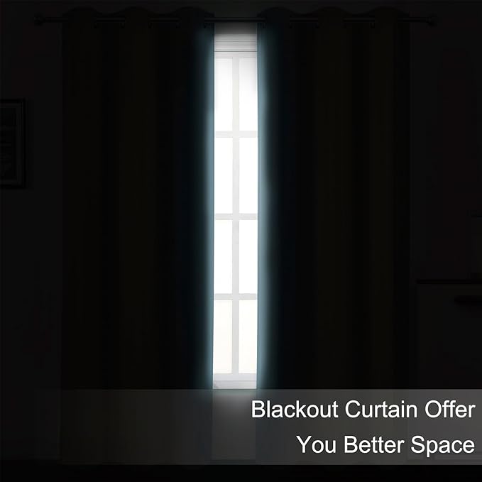LEMOMO Blackout Curtains 42 x 63 inch/Stone Blue Curtains Set of 2 Panels/Thermal Insulated Room Darkening Bedroom Curtains