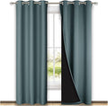 NICETOWN Greyish Blue Blackout Curtains 80 inches Long, Full Light Blocking Drapes with Black Liner for Nursery, Thermal Insulated Draperies for Hall, Villa (2 Pieces, 42" Wide Each Panel)