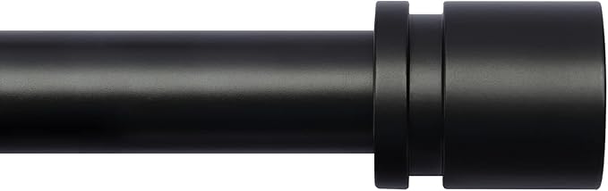 Byondeth Curtain Rods for Windows 16 to 88 Inches Adjustable Length 1 Inch Diameter Window Curtain Rod with Aluminium Finials, Black