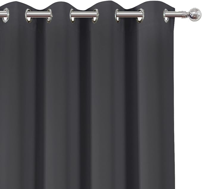 LEMOMO Blackout Curtains 66 x 84 inch/Dark Grey Curtains Set of 2 Panels/Thermal Insulated Room Darkening Bedroom Curtains