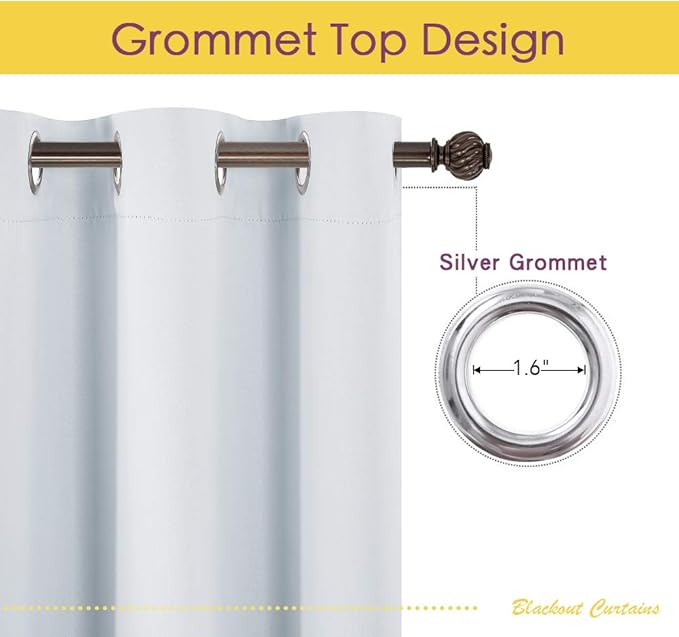 NICETOWN Room Darkening Curtain Panels for Bedroom -Easy-Care Solid Thermal Insulated Grommet Room Darkening Draperies/Drapes (Greyish White, 2 Panels, 60 by 84)