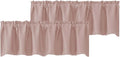 Chyhomenyc Blush Pink Valances for Window, Room Darkening Short Curtains for Kitchen Bedroom Living Room, Rod Pocket Top Small Window Treatment Valance RV Bunk Panels, 60Wx18L, 2 Pieces