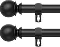 Black Curtain Rods for Windows 28 to 48 Inch,2 Pack 5/8 Inch Diameter Stainless Steel Adjustable Heavy Duty Curtain Rod with Brackets, Easy Installation for Indoor and Outdoor