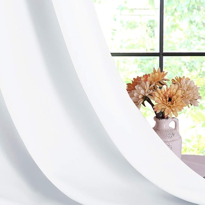 NICETOWN 50% Light Blocking Curtain Panels for Bedroom, 2 Panels, 42 by 80, White, Home Decoration Easy-Care Solid Grommet Draperies/Drapes, Window Covering for Kitchen