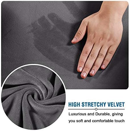 H.VERSAILTEX 4 Pieces Thick Velvet Sofa Covers Couch Covers for 3 Cushion Couch Sofa High Stretch Slipcovers Furniture Protector Form Fit Luxury Couch Cover for Dogs Width Up to 90 Inch(Sofa,Grey)