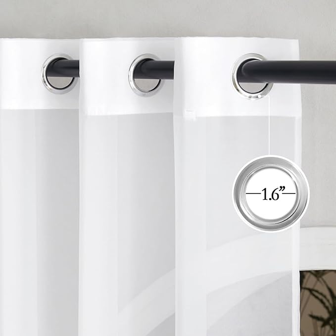 NICETOWN White Sheer Curtains 80 inches Long for Doorway, Grommet Voile Sheer with Light Filtering Window Treatments Elegant Door Curtains for Nursery/Bedroom, W42 x L80, 2 Panels
