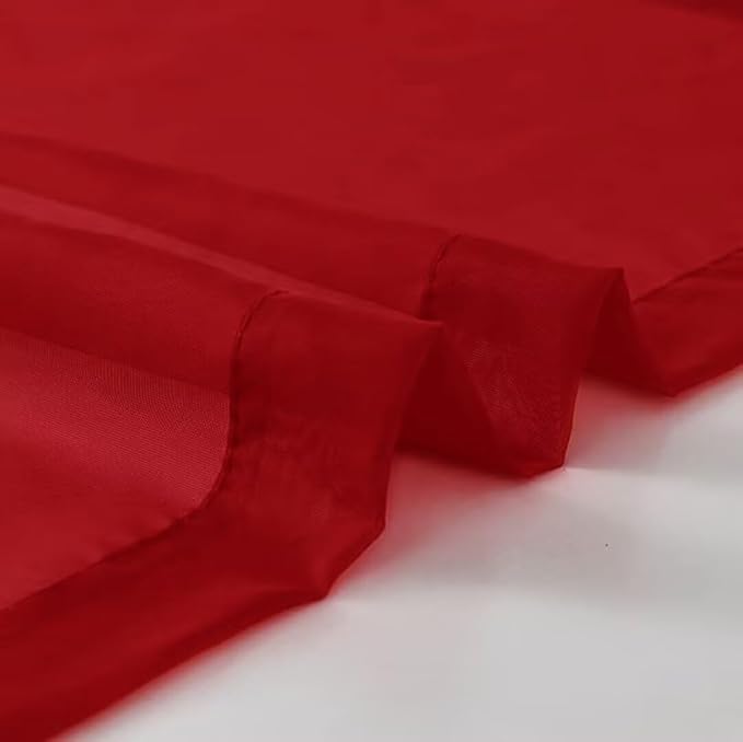 SpaceDresser Sheer Voile Window Treatment Rod Pocket Curtain Panels for Kitchen Bedroom Living Room Drapes Sunlight Filtering Privacy Semi Home Decor Assorted Colors Sizes (Christmas Red, 52 W x 72 L)