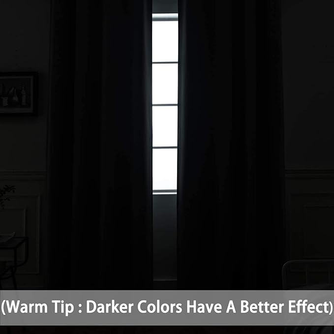 Yakamok 84 Inch Length Blackout Curtains for Bedroom, Thermal Insulated Room Darkening Grommet Top Window Drapes for Living Room,42W x 84L,Navy Blue,2 Panels