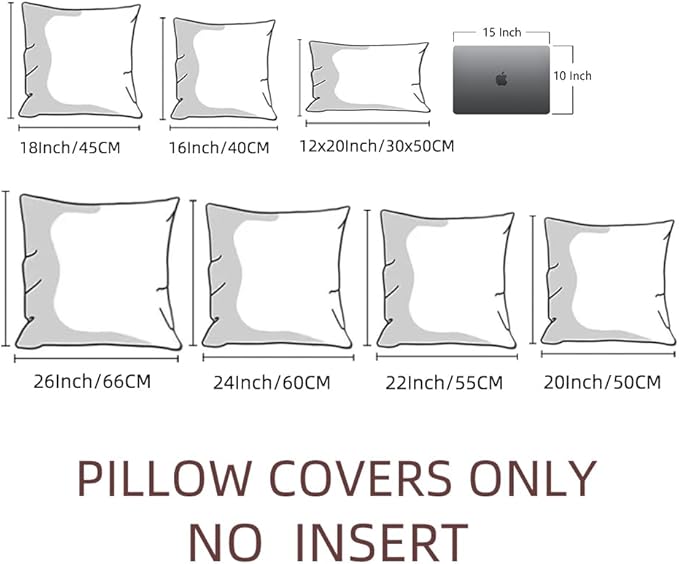 Fancy Homi 4 Packs Dusty Blue Decorative Throw Pillow Covers 16x16 Inch for Living Room Couch Bed Sofa, Rustic Farmhouse Boho Home Decor, Soft Plush Striped Corduroy Square Cushion Case 40x40 cm