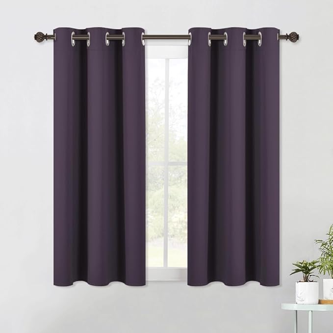 NICETOWN Blackout Window Curtains 60 inch Length 2 Panels, 34 x 60 Inch, Greyish Purple, Grommet Top Room Darkening Thermal Insulated Solid Vertical Drapes for Bedroom/Kid Room