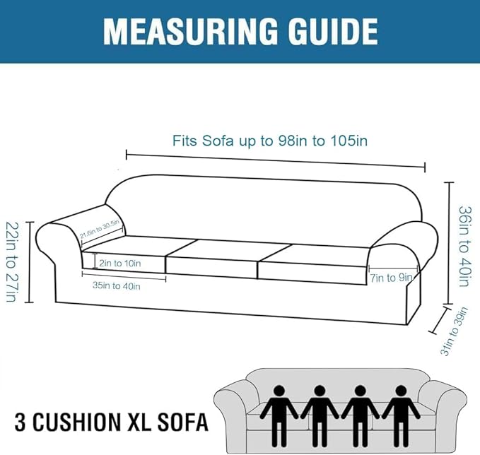 H.VERSAILTEX Modern Velvet Plush 4 Piece High Stretch Sofa Slipcover Furniture Protector Form Fit Velvet Extra Large Sofa Cover for 3 Cushion Couch Width Up to 105 Inch (XL Sofa, Mocha)