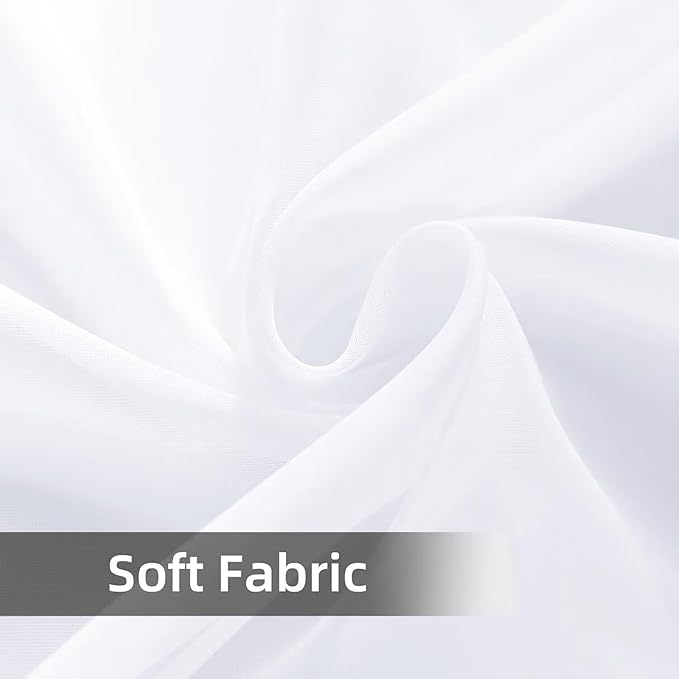 youleyar Solid Sheer Rod Pocket Curtain Voile Draperies 4 Panels White Beige Black Grey Ivory 52 Inch Width 63 Inch Long 1 Pair for Kitchen Bedroom Children Living Room Yard(Optical White,52 Wｘ63 L)