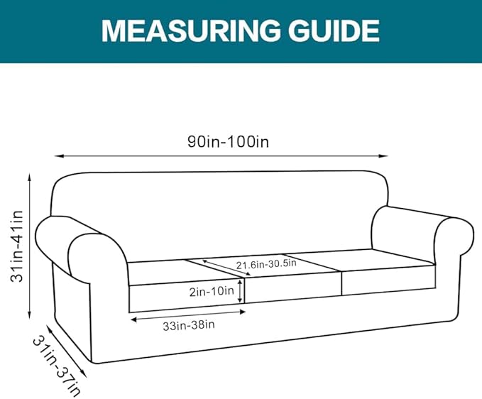 Turquoize 4 Piece Sofa Covers for 3 Cushion Couch Sofa Slipcover Soft Couch Cover for Dogs Washable Furniture Cover with 3 Individual Large Cushion Covers Feature Fabric (Large Sofa, Storm Blue)