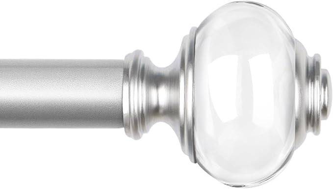 Curtain Rods for Windows 66 to 120, USFOOK 7/8 Inch Telescoping Splicing Drapery Rods 32 to 120 Inch, Decoration for Home with Light Silver Translucent Finials
