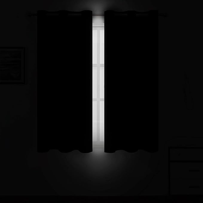 LEMOMO Grey Thermal Blackout Curtains/52 x 54 Inch/Set of 2 Panels Room Darkening Curtains for Bedroom