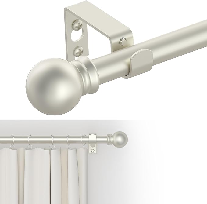 GXOACKJ Curtain Rods for windows 48 to 84-93 inch, 5/8 inch Decorative Nickel Splicing Heavy Duty Metal Curtain Rod set with Brackets