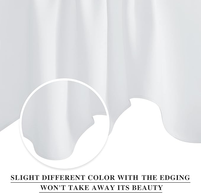 NICETOWN Window Valance Blackout Curtains - W42 x L18 inches Long Scalloped Pole Pocket Valances for Bathroom/Dorm/Cafe Shop/Kitchen/Showcase/Home Decor, Double Panels, Pure White