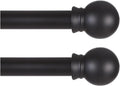 Thestoa Black Curtain Rods 2 pack for Windows 30-62 inch Adjusts Length by Splicing, 5/8" Diameter Matte Black Small Curtain Rods for Bedroom, Living Room, Kitchen, Outdoor, Farmhouse