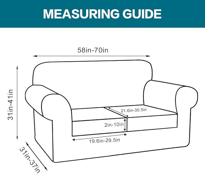Turquoize 3 Piece Sofa Covers for 2 Cushion Couch Sofa Slipcover Soft Couch Cover for Dogs-Washable Sofa Furniture Covers with 2 Individual Cushion Covers, Jacquard Fabric (Loveseat, Loden Frost)