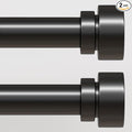 Lootkell 2 Pack Modern Black Curtain Rods Set for Windows 66 to 120 Inches Adjustable Length Heavy Duty 1" Diameter Window Curtain Rod with Decorative Finials for Outdoor Bedroom Kitchen Living Room