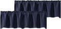 Chyhomenyc Navy Blue Valances for Window, Room Darkening Short Curtains for Kitchen Bedroom Living Room, Rod Pocket Top Small Window Treatment Valance RV Bunk Panels, 60" Wx18 L, 2 Pieces
