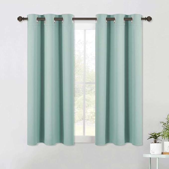 NICETOWN Blackout Curtain Panels for Bedroom, 2 Panels, W42 x L60 inches, Aqua, Thermal Insulated Grommet Top Blackout Draperies and Drapes