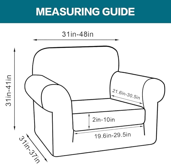 Turquoize 2 Piece Chair Covers Armchair Slipcovers for Living Room Armchair Sofa Cover with Individual Cushion Covers Feature Jacquard Fabric (Chair, Bronze Green)