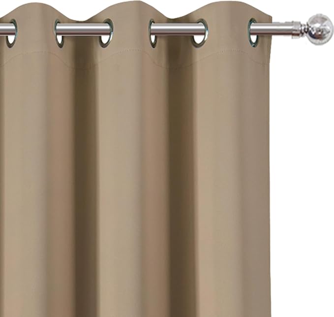 LEMOMO Natural Blackout Curtains 42 x 54 Inch Length Set of 2 Panels Grommet Bedroom Curtains for Living Room