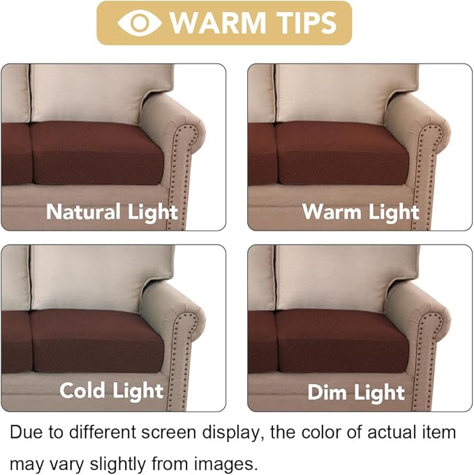 H.VERSAILTEX Super Stretch Individual Seat Cushion Covers Sofa Covers Couch Slipcover Sets Thick Jacquard Textured Twill Fabric (3 Piece Sofa Cushion Covers, Burnt Brick)