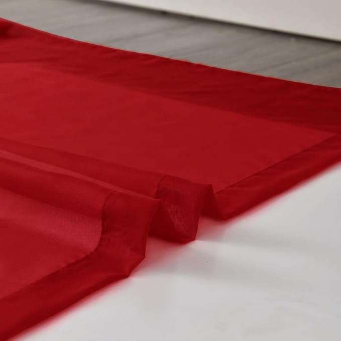 SpaceDresser Sheer Voile Window Treatment Rod Pocket Curtain Panels for Kitchen Bedroom Living Room Drapes Sunlight Filtering Privacy Semi Home Decor Assorted Colors Sizes (Christmas Red, 52 W x 72 L)