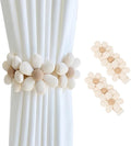 SRG Sunflower Curtain Tiebacks-2 Pack | Daisy Curtain Holdbacks Three Flower | Curtain Tiebacks Boho | Japanese Curtain Ties | Cute Flower Curtain Ties Decorative for Bedroom Window Treatment （Cream）