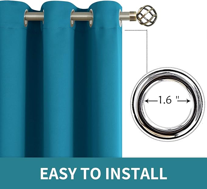 BGment Blackout Curtains - Grommet Thermal Insulated Room Darkening Bedroom and Living Room Curtains, Set of 2 Panels (52 x 84 Inch, Peacock Blue)