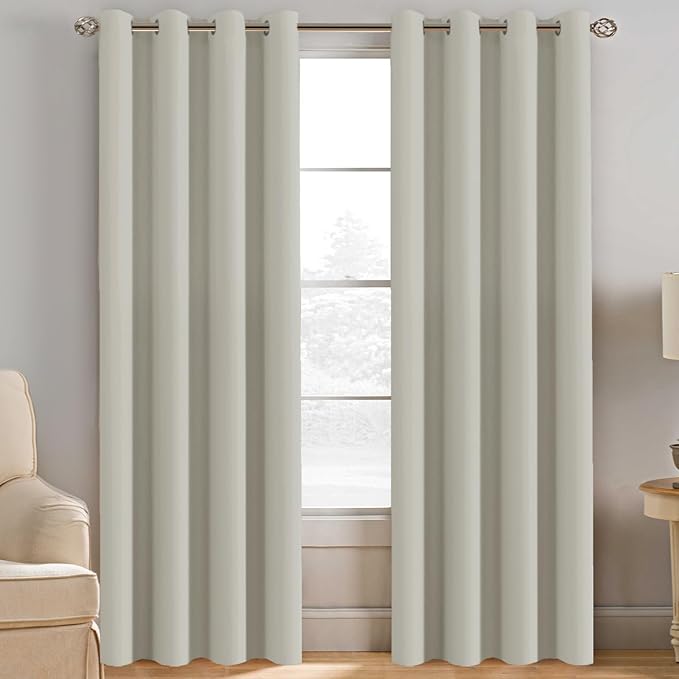 H.VERSAILTEX Blackout Curtain for Living Room Thermal Insulated Window Treatment Curtain Extra Long 108 inch Length Energy Saving Solid Grommet Top Blackout Drape, One Panel, Ivory/Cream, 52"W x 108"L