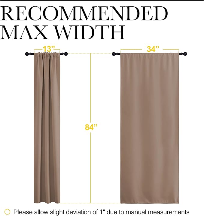 NICETOWN Kitchen Window Blackout Curtains - Window Treatment Thermal Insulated Rod Pocket Small Blackout Draperies/Drapes for Bedroom/Kitchen (Cappuccino, Set of 2, 34 inches Wide by 84 inches Long)