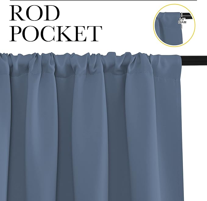 NICETOWN RV Blackout Curtains for Camper Windows, Short Blackout Curtains & Drapes, Thermal Insulated Blackout Curtain Panels for Kids Room, Play Room (Stone Blue, 29" Wide by 50" Long, 2 PCs)