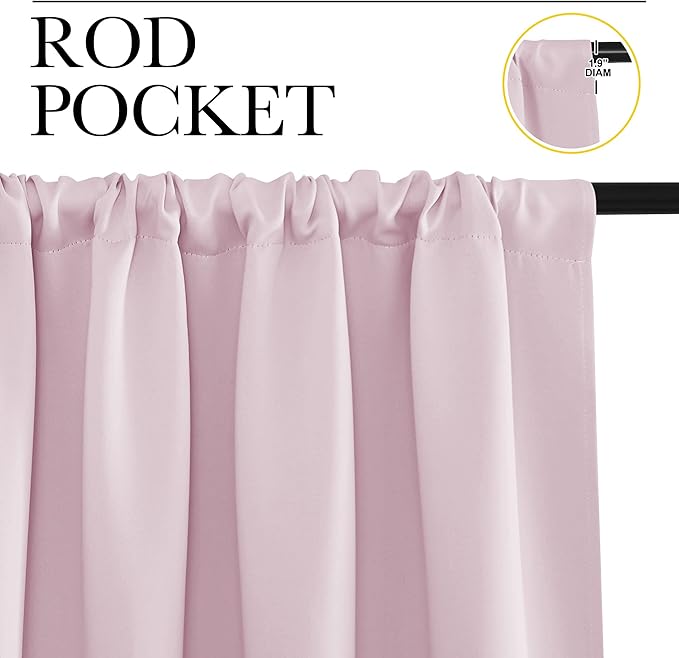 NICETOWN Blackout Curtains for RV Windows, Baby Pink, 29" by 20", 2 Panels, Room Darkening Window Curtain Panels, Easy-Care Solid Thermal Insulated Draperies/Drapes for Daughter Room