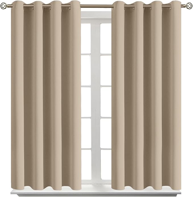 BGment Blackout Curtains - Grommet Thermal Insulated Room Darkening Bedroom and Living Room Curtains, Set of 2 Panels (46 x 54 Inch, Sand)