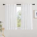 NICETOWN White Faux Linen 48 inch Curtains for Cafe, Rod Pocket & Back Tab Linen Weave Window Treatments Privacy with Light Filtering Semi Sheer Curtains for Kitchen, W42 x L48, 2 Panels