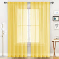 SpaceDresser Sheer Voile Window Treatment Rod Pocket Curtain Panels for Kitchen Bedroom Living Room Drapes Sunlight Filtering Privacy Semi Home Decor Assorted Colors Sizes (Yellow, 52 W x 96 L)